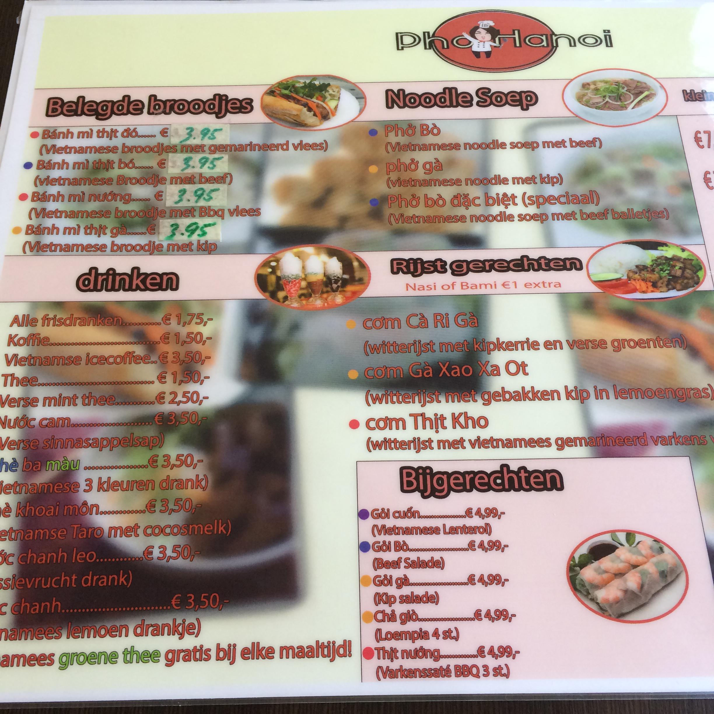 Pho Hanoi - menu