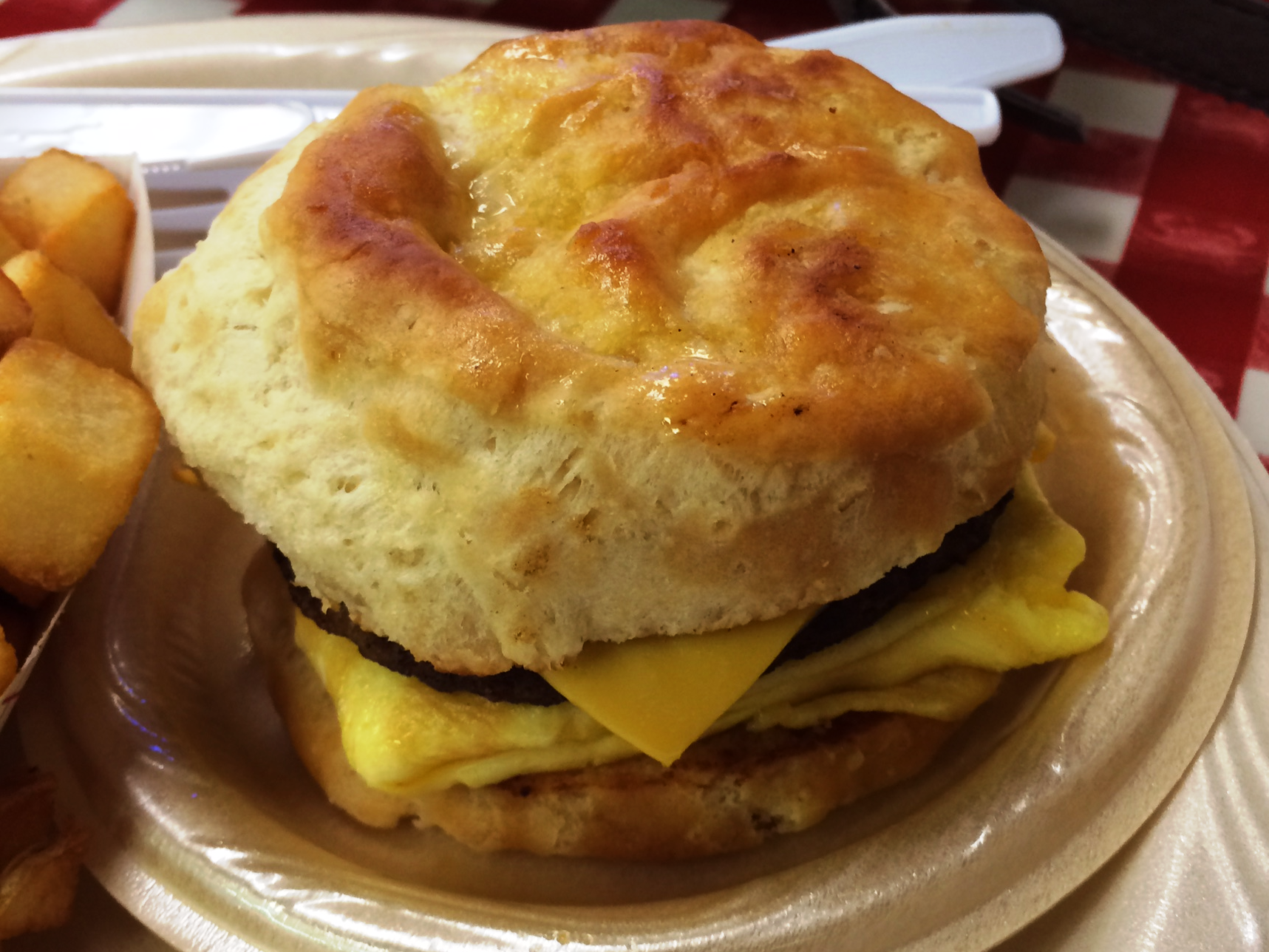 New Orleans Johnny's Po-Boys - biscuit with sausage and egg